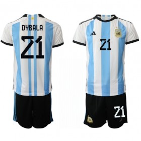 Maglia Argentina Paulo Dybala 21 Bambino Prima Divisa Mondiali di Calcio 2022